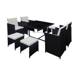 Set mobilier de grădină din rattan cu 9 piese